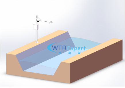 Radar water level gauge open channel installation diagram.png